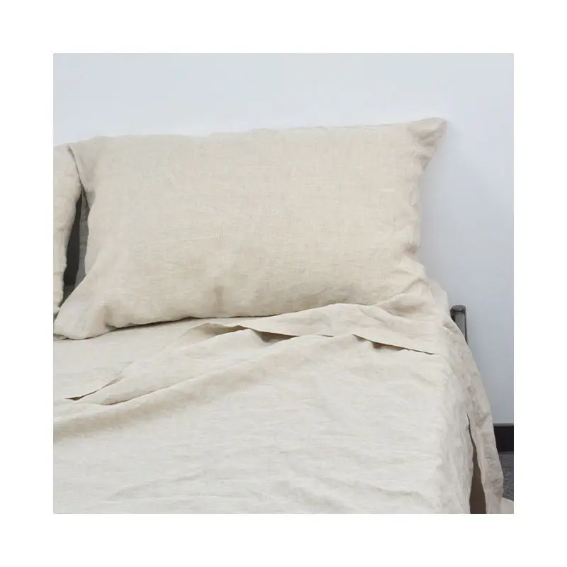 3PCS 100% Linen Elastic Sheet Set, 1 Bed Sheet, 2 Pillowcases, Breathable Soft Farmhouse Bedding Bedsheet, Fitted Sheet Set 6