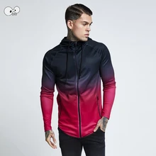 Мужской кардиган на молнии, осенняя быстросохнущая толстовка с капюшоном, толстовки для бега, тренировочная одежда для бега, спортивная куртка с градиентом