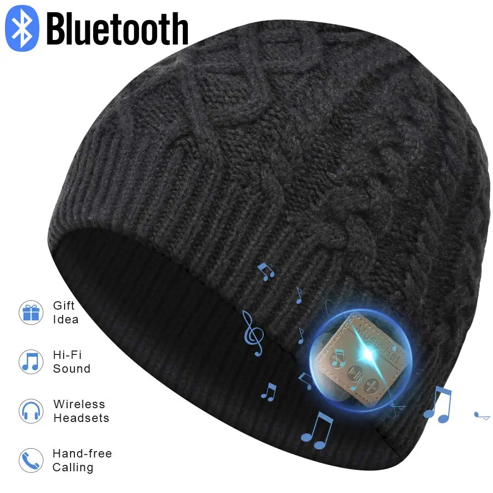 Зимняя спортивная Беспроводная Bluetooth гарнитура вязаная шапка наушники модная