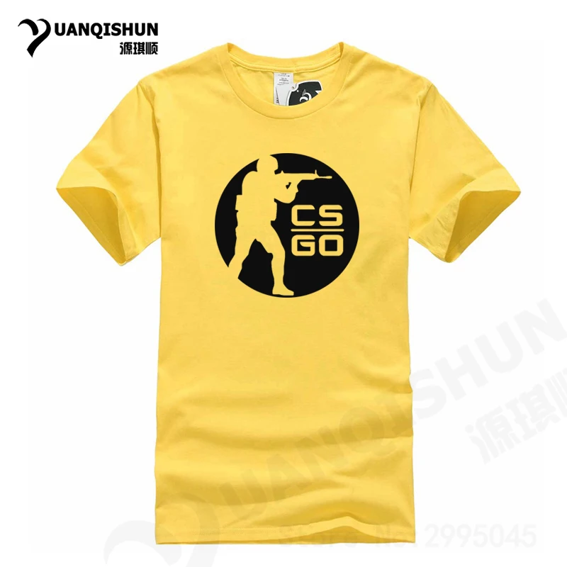 YUANQISHUN Для мужчин игры с коротким рукавом Футболка CS Go Counter Strike футболки с принтом летние Повседневное Футболки модные хлопковые футболки - Цвет: Yellow  1