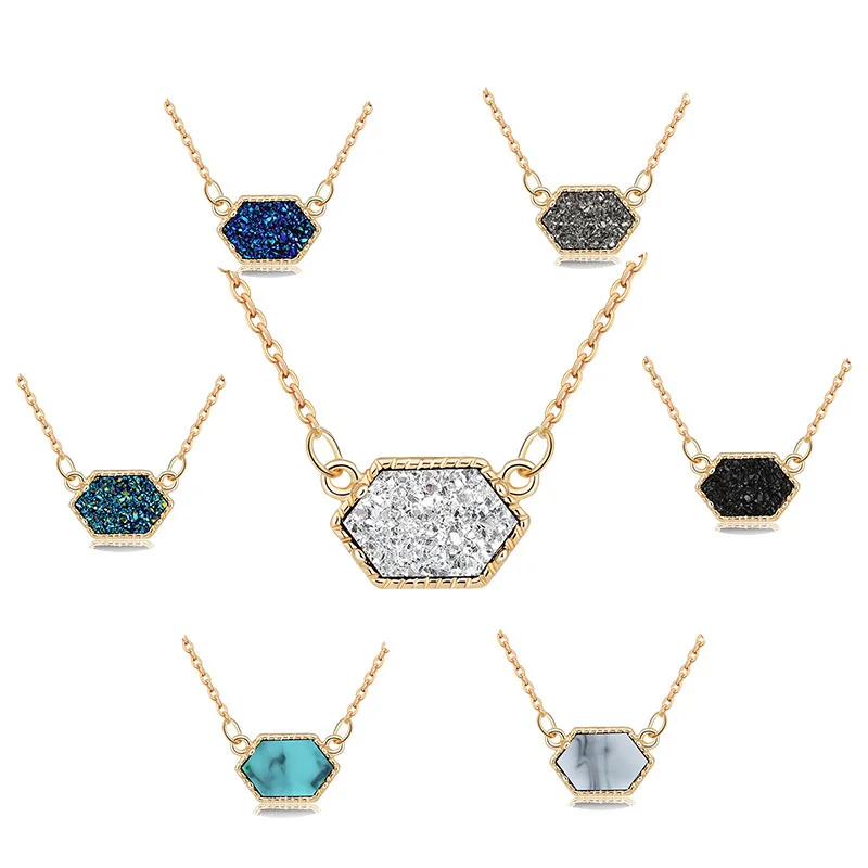 Ожерелье Друза Drusy 14 цветов модное овальное ожерелье из искусственного камня
