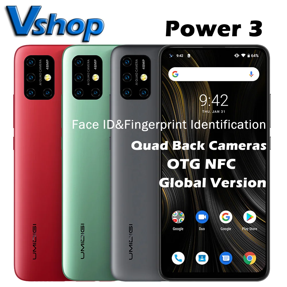 Смартфон UMIDIGI Power 3 глобальная версия Android 10 48 мегапиксельная четырехъядерная AI