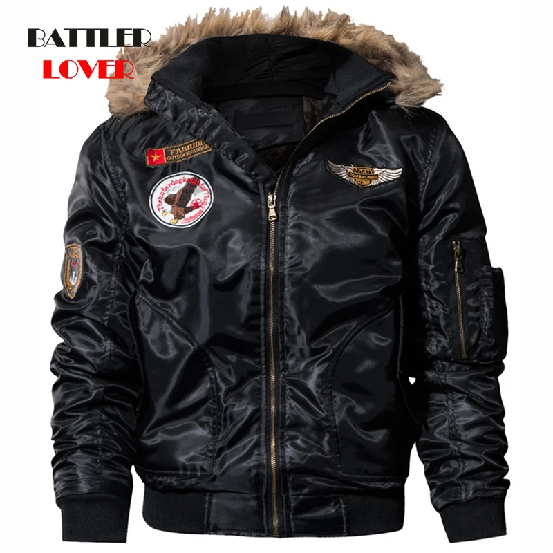 Thicken Military Winter Warm Bomber Jacket Men