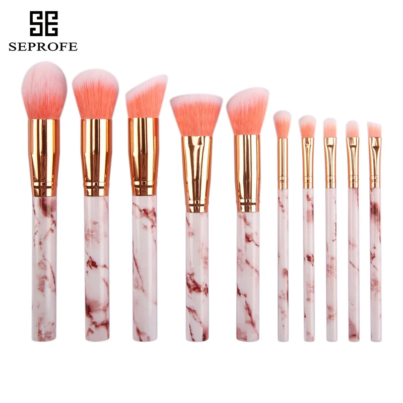 

Make Up Brushes 10 Pcs Marble Pattern Makeup Brush Set Kabuki Foundation Blending Concealer Eye Face Liquid Powder Cream Brushes