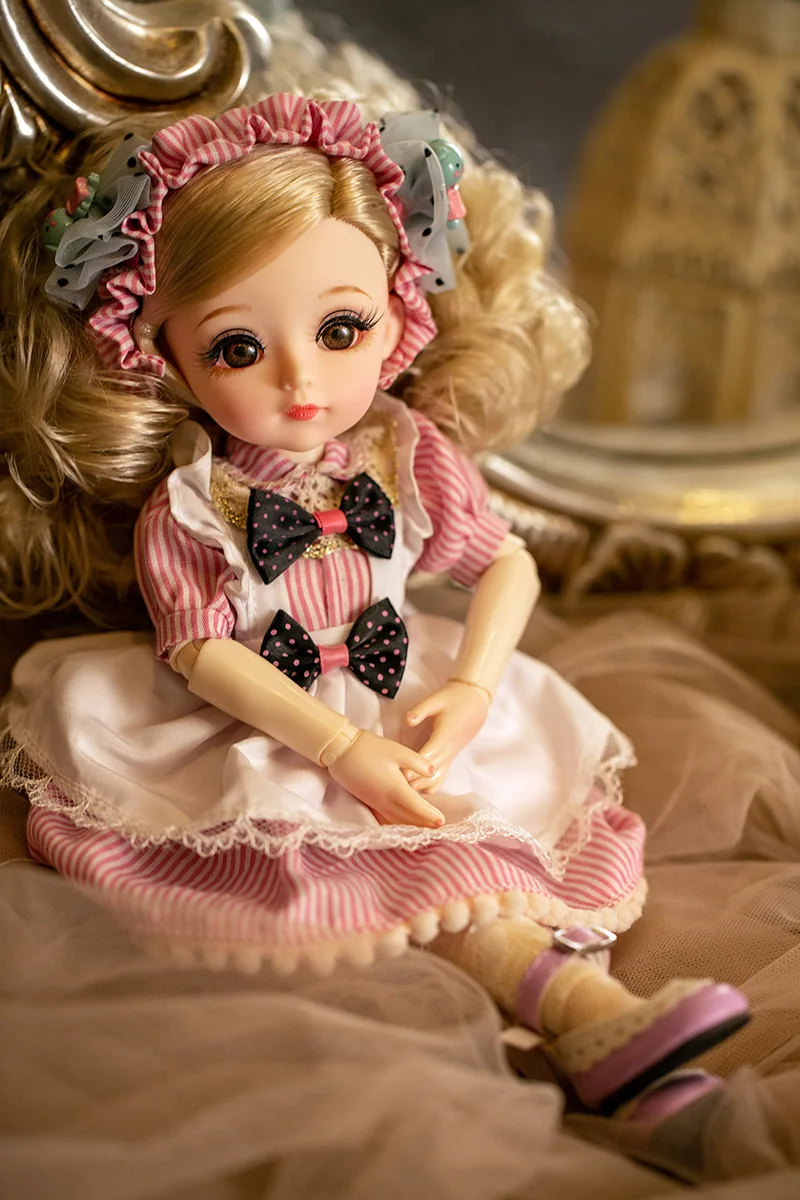 Cute Face 30cm BJD Doll 18 Movable Jointed Pouting DIY Bjd Dolls Princess Toys BJD Round Face long Hair DIY Toy Gift for Girls 11