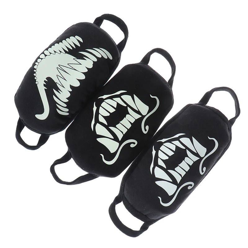 1PC Luminous Face Mouth Mask Noctilucent Anime Tooth Anti-dust Pollution Masks Cotton Fabric 3 Styles