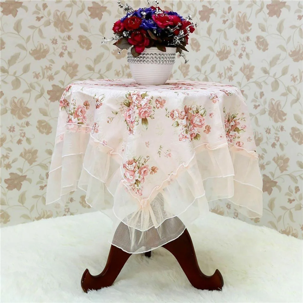 2x Пыленепроницаемая прямоугольная крышка стола украшения розовый цветок кружевная скатерть для стола 2019