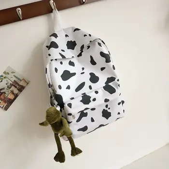 

Cow Print Large Capacity Backpack Female Harajuku Fashion Backpack High School Pupil Schoolbag Female White Backpack Bags