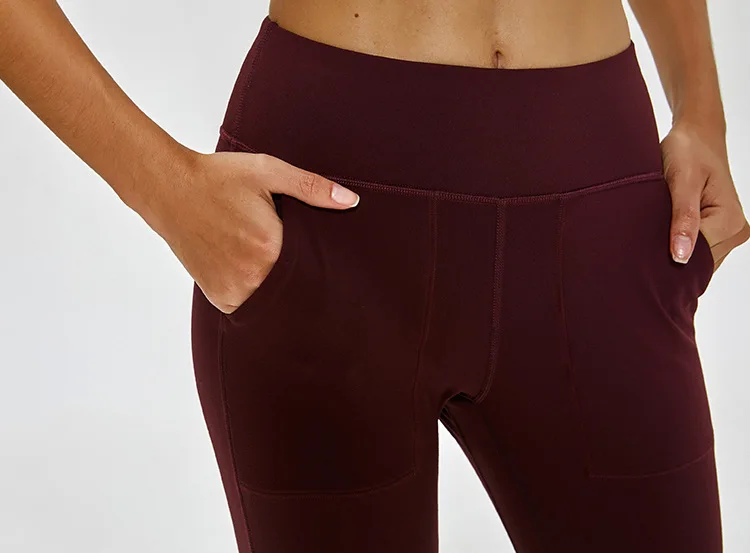 Йога голый-feel ткани свободные Беговые Спортивные капри брюки женские тонкие стили Jogger тренировочные капри брюки с двумя боковыми карманами