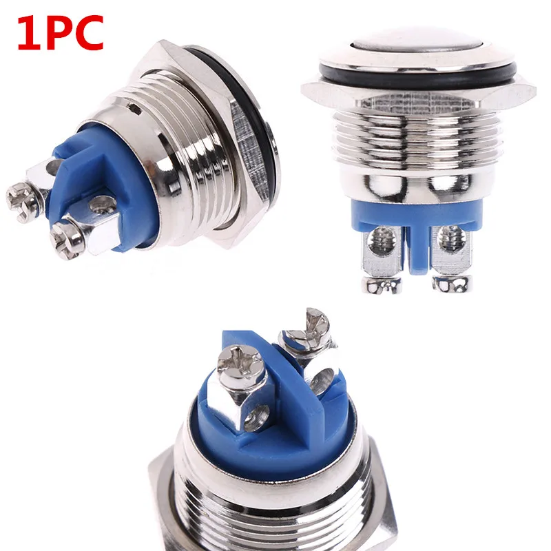 1Pc Waterproof Momentary Metal Push Button Switch Round Switches Brass Press Button Self-Reset 16mm