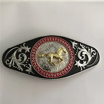 

1Pcs Cinturon Hebillas Gold Running Horse Cowboy Belt Buckle