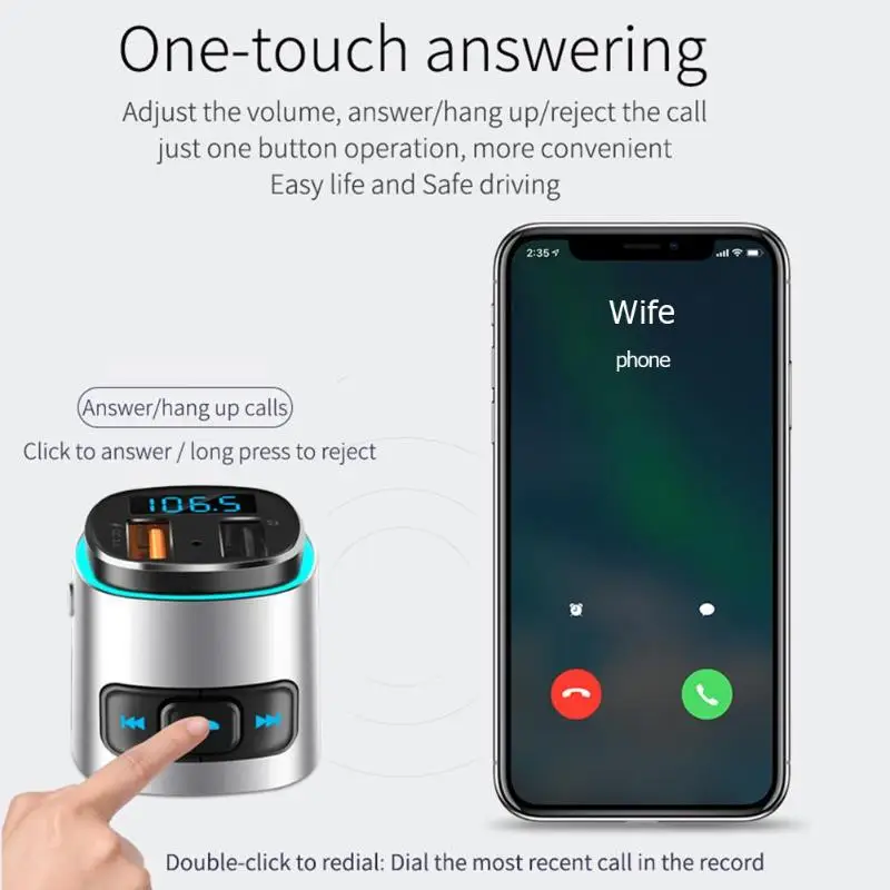 BC41 автомобильный комплект громкой связи Bluetooth FM модулятор mp3-плеер двойной USB Bluetooth Поддержка A2DP AVRCP HFP HSP общего назначения