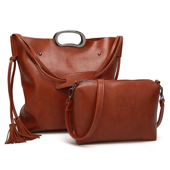 

2pcs Leather Bags tassel Handbags Women Famous Brand Shoulder Bag Female Casual Tote Women Messenger Bag Bolsas Feminina