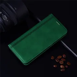 Leather Wallet Flip Case with Card Holder and Magnetic Closure for Redmi 9 (Green)