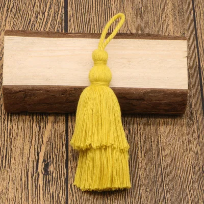 Yellow 12 см длинная хлопковая кисточка 2 слоя дизайн цветная кисточка для поделок телефон подвеска брелок подвесной мешок украшение одежды 1 шт - Цвет: Yellow