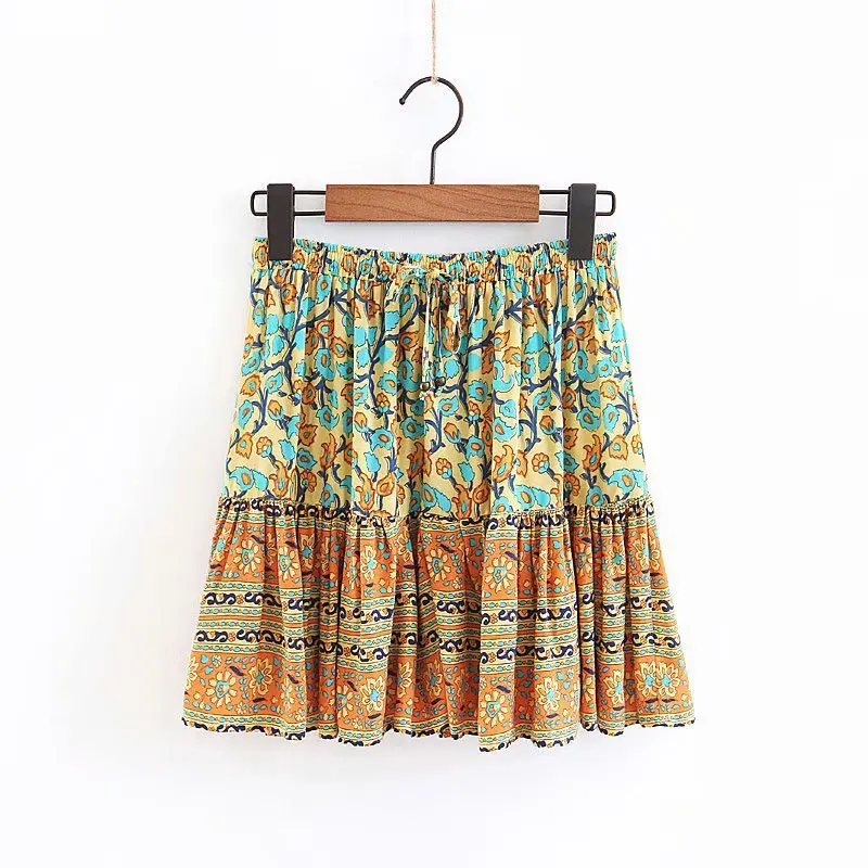 

2018 WOMEN'S Dress Versitile Fashion Slim Fit Slimming Positioning Printed Lace-up Beach Small Short Skirt 8733