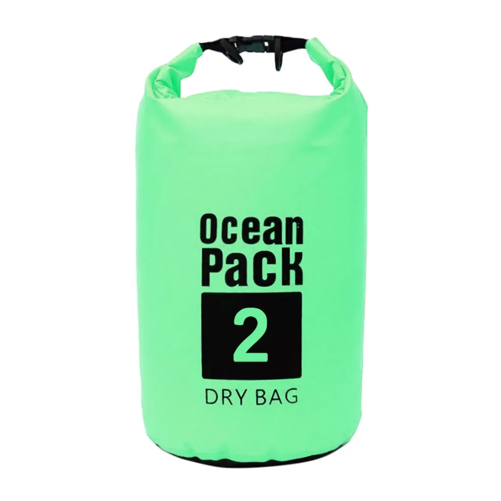 Водонепроницаемая сумка для каноэ, плавающей, гребли, каякинга, ткань ПВХ, кемпинг, сухая сумка, мешок 2л, водонепроницаемый рюкзак, речные треккинговые сумки - Цвет: Светло-зеленый