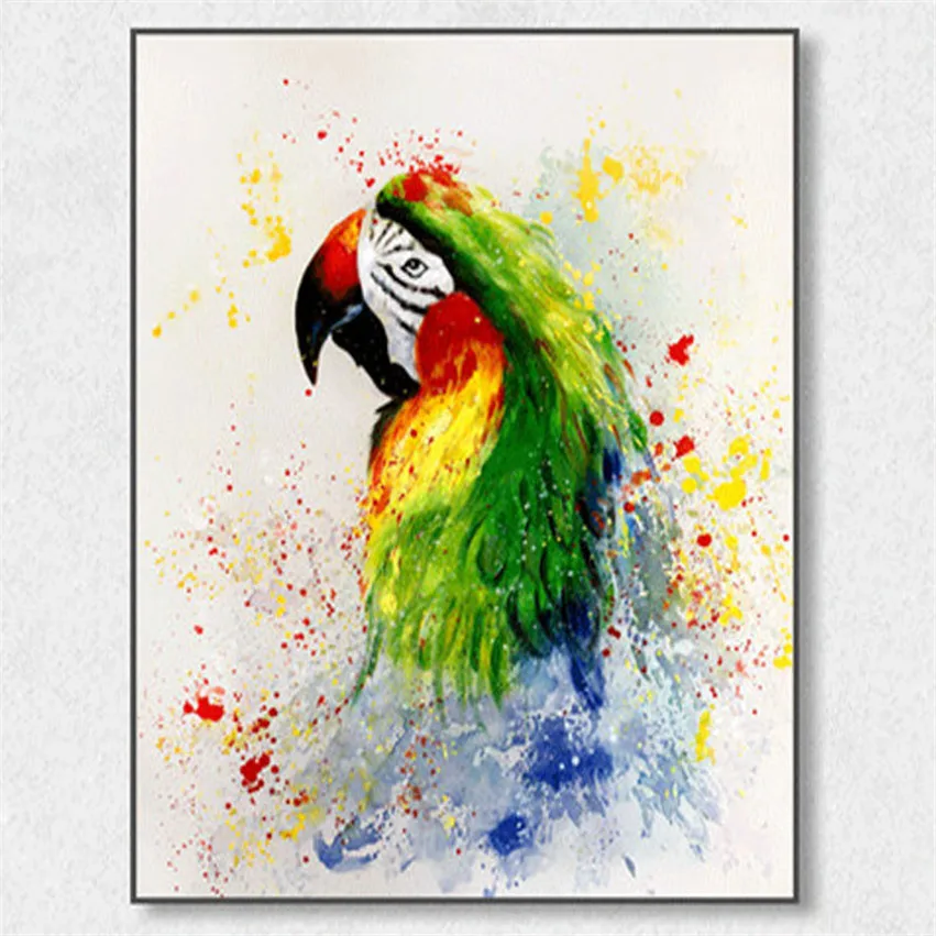 

Hand Made Paintings Canvas Abstract parrot Oil Painting Modern Canvas Wall Art Living Room Decor no Framed Colorful bird Picture