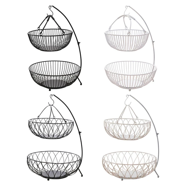 Multipurpose 2 Tier Fruit Basket Display Basket for Tabletop Cafe