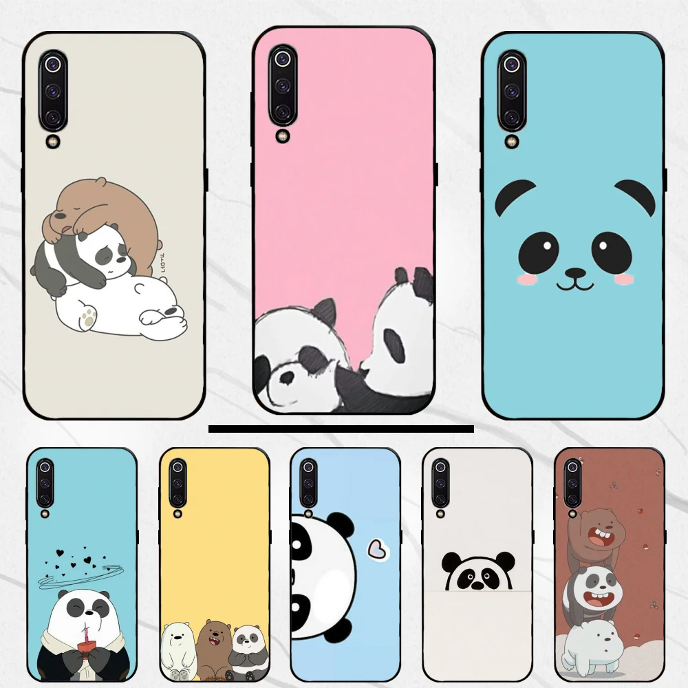 

Cute bear panda pattern Black TPU Soft Rubber Phone Cover For Xiaomi 6 plus 6x 8 se lite 9 se phone case