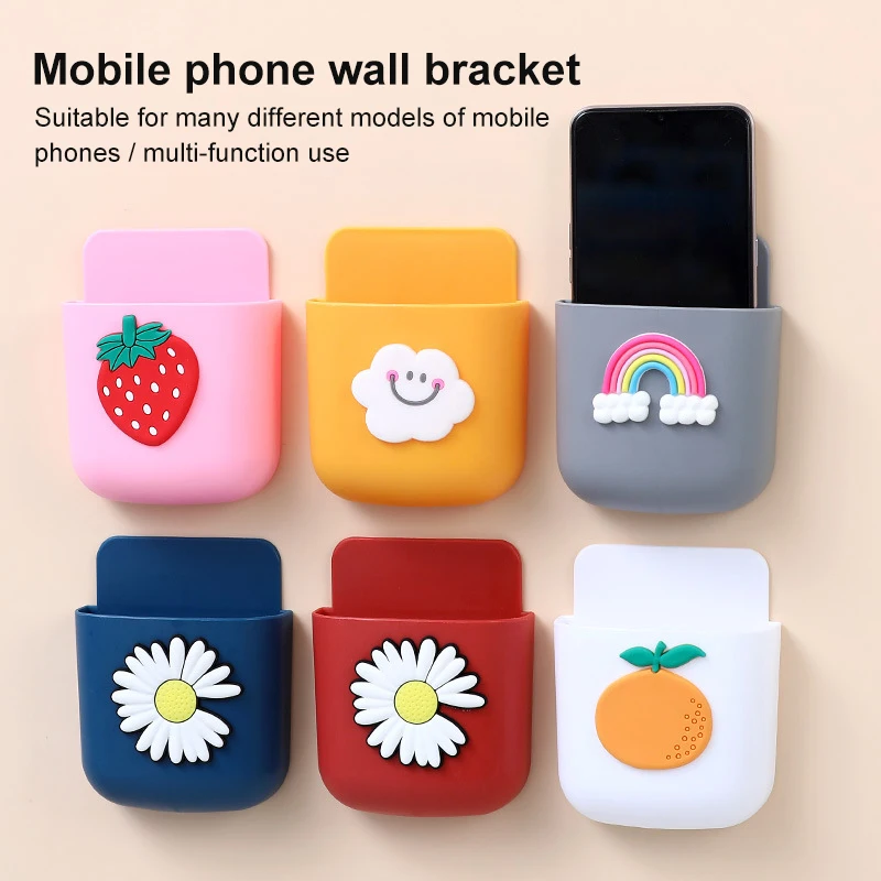 Cute Wall Mounted Organizer Storage Box Of Remote Control Multiple Color Options Rack Phone Charging Holder | Дом и сад