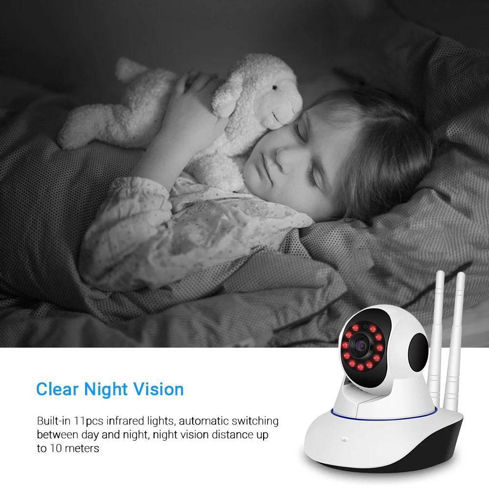 HD1080P Wifi IP Camera Baby Monitor Two Way Audio Motion Detection Remote Access iCSee Pan/Tilt Wireless Home Security Camera