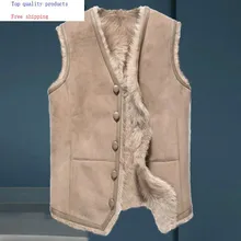 Пальто из натурального меха, мужской жилет, зимняя куртка из короткой овечьей шерсти, без рукавов, теплое пальто из натурального меха, Короткие жилеты 6012 KJ3638