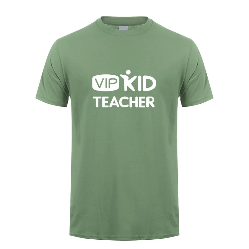 Midnite/Модная Vipkid футболка для учителя; летние хлопковые футболки с короткими рукавами; мужские футболки; топы - Цвет: MilitaryGreen