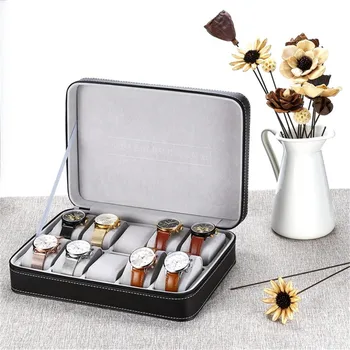

2019 Hot Special For Travel Sport Protect 10 Grids PU Leather Wristwatch Box CaseZipper Travel Watch Jewelry Storage Bag Box