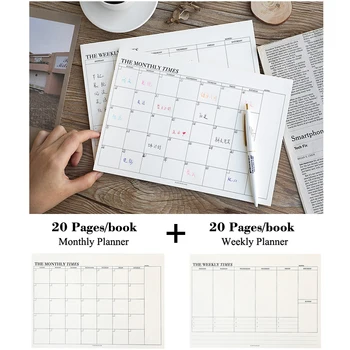 

40 Sheets Monthly Planner and Weekly Planner Table Memo Notes Office Accessories Cute Stationery Notepads Calendar
