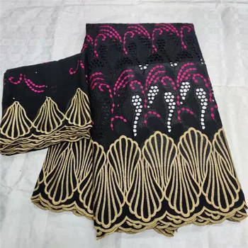 

7 yard Swiss lace fabric 2020 latest heavy beaded embroidery African cotton fabrics Swiss voile lace popular Dubai style