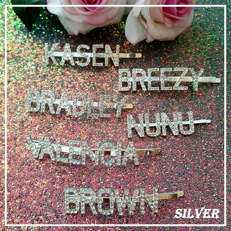 Personalized Name Word Hairclips Letters Hair Pin Hair Clip British Hot Bobby Pins Silver&Gold Colors