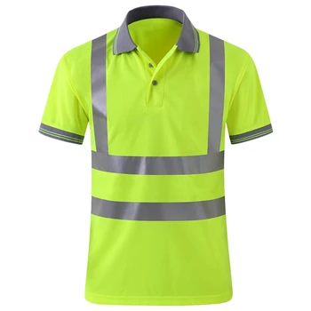 

Moisture Wicking Reflective Shirt Short Sleeve Yellow Vest Safet Y Class 2 Unisex Construction Security Exercise(L)