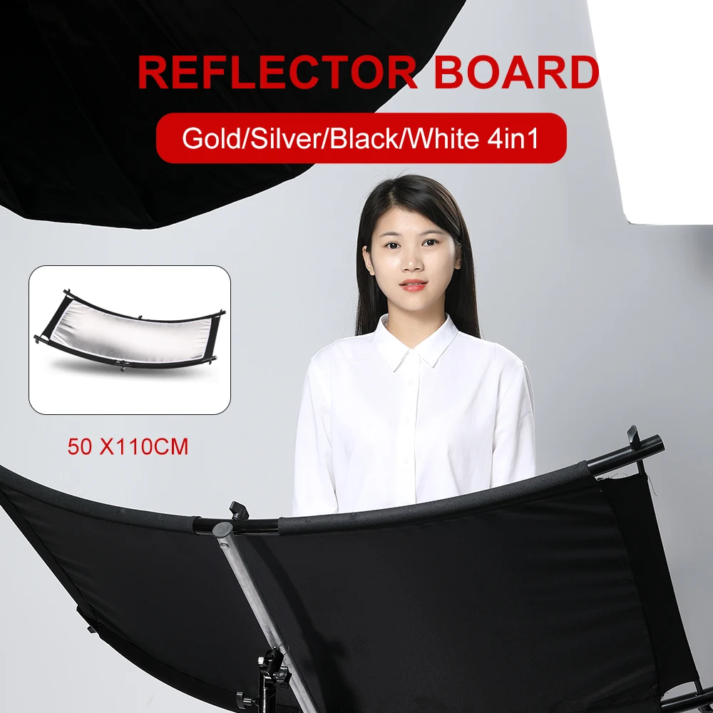 

U-type 110*55cm 4In1 Silver Black White Gold Reflector Diffuers Collapsible Photography Light Reflective Screen