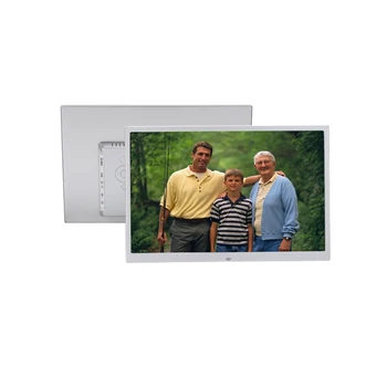 

silver color Photo Music Video Play 15.4 inch Metal Digital Picture Frame with Calendar 8 Languages SD Card Port