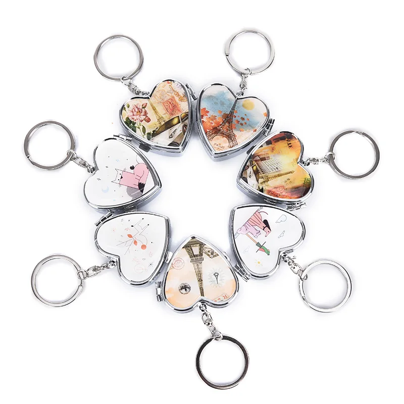 1PCS Portable Metal Heart Shape Pill Box Folding Pill Case Metal Pill Cutter Medicine Organizer Makeup Storage Container