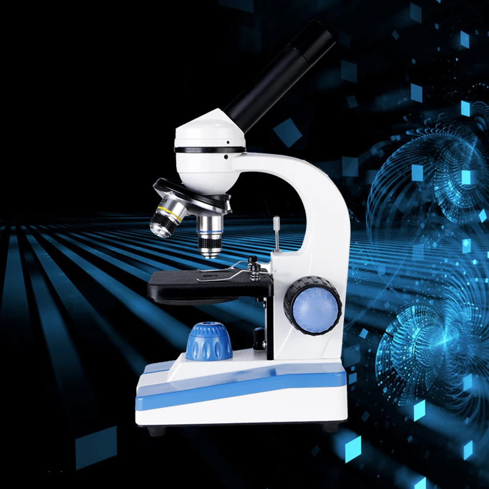 

Optical Microscope All Metal 40X-640X Magnification LED Light Lab Biology Biological Beginner Microscope / EU