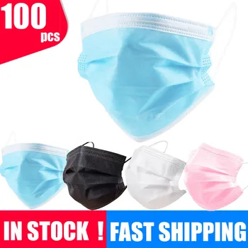 

10/20/50pcs Mask Disposable Non wove 3 Layer Ply Filter Mask mouth Face mask Breathable Earloops Masks Fast Delivery