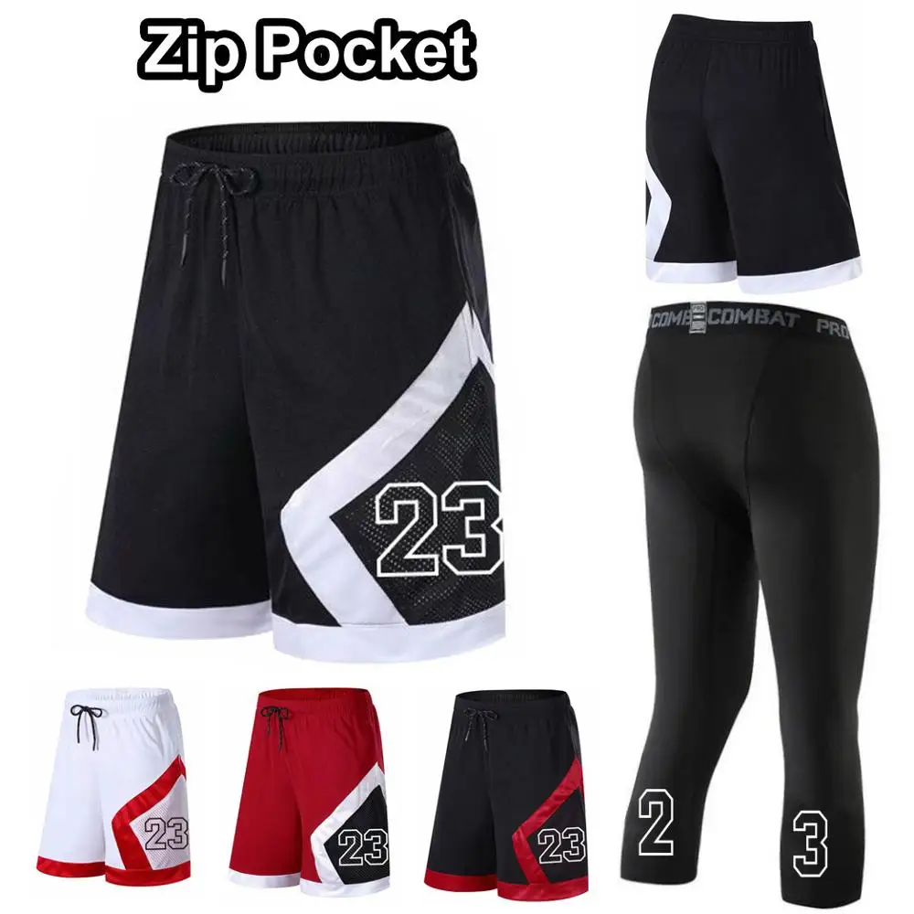 2020 NWT Men Basketball Shorts With Zipper Pocket Workout Compression Tights Athletic Running Fitness stretch training Short Set | Спорт и