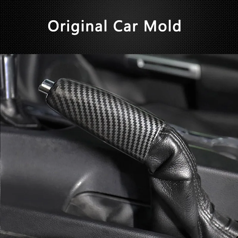 QHCP Handbrake Grip Frame Cover Hand Brake Trims ABS Carbon Fiber For Ford Mustang 2015 Car Accessories hand brake cover