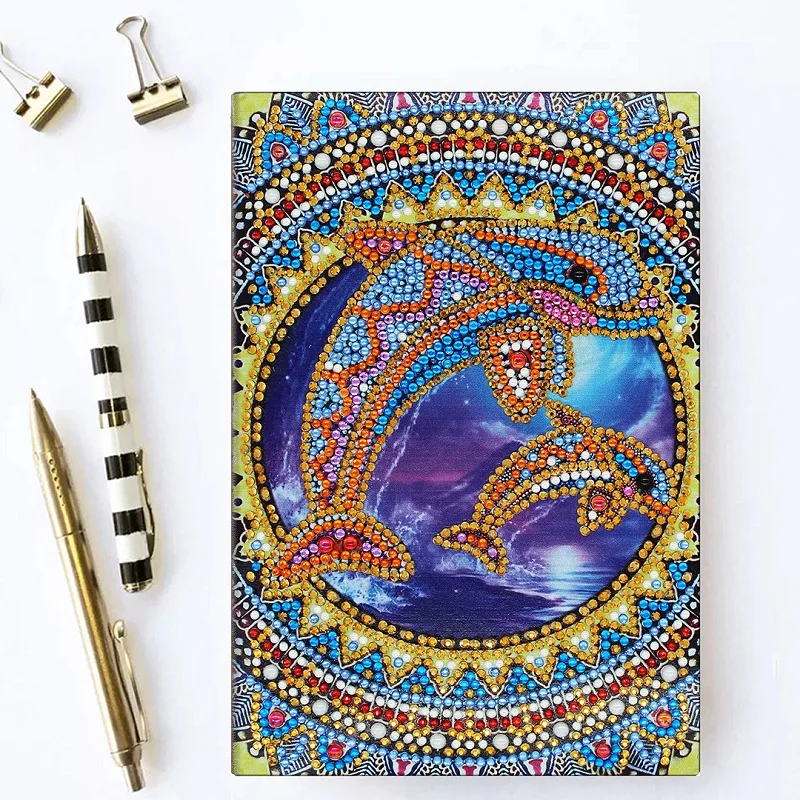 

HeeBenor Store New A5 64 Pages 5D DIY Diamond Notebook Dolphins Diamond Painting Diary Book Ornmant Book Birthday Gifts NB40