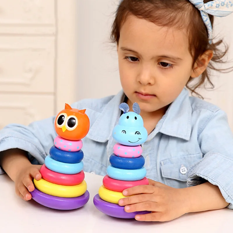 

Manufacturers Direct Selling Color Animal Tumbler Case Column Cartoon Creative Early Childhood Educational DIY CHILDREN'S Wooden