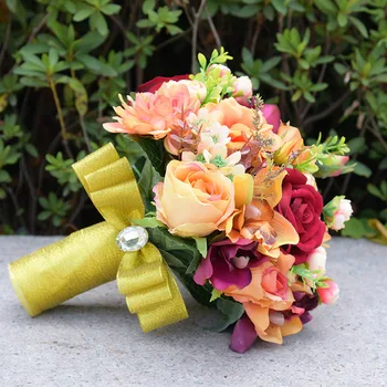 

Artificial Flowers Silk Camellia Rose Simulation Dahlia Orchid Bouquet Wedding Party Bride Bridesmaid Decorative Holding Flower