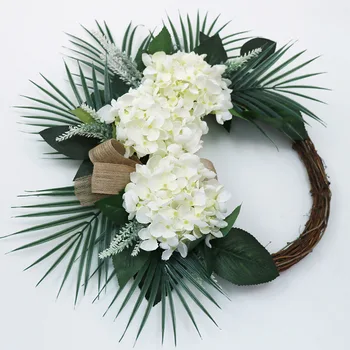 

High Quality 55*52cm Hydrangea Fake Flower Wreath Door Artificial Flowers Decoration Home Shop Window Christmas Party Gift