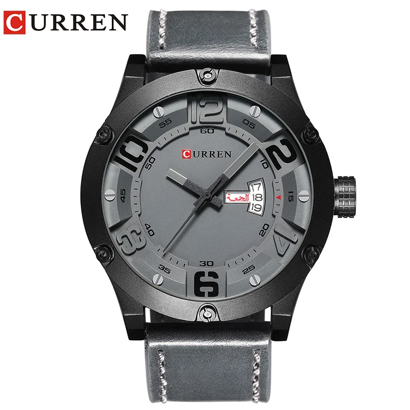 

Men's Watch CURREN Sports Fashion Simple Wrist Watch Display Week and Date Leather Strap Quartz Male Clock Waterproof Watches