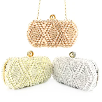 

20x11CM New Handmade Bead Bag Fashion Women Pearl Dinner Bag Clutch Bag a5663