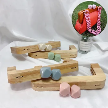 

Purse frame natrual wood wooden big clasp obag handles sewing frame with screws inside clutch handbag bag accessories parts