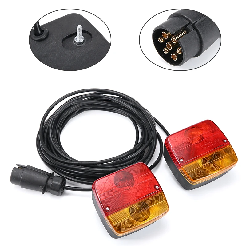 

Pohiks 2pcs 7.5m+2.5m Cable Trailer Rear Towing Light 12V Magnetic Waterproof Tail Light For Trailers Tractors