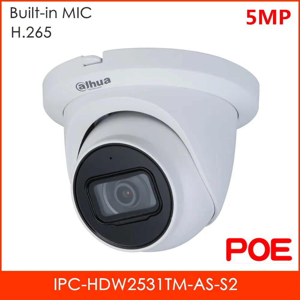 

Dahua Lite Series 5MP Network IP Camera Fixed-focal H.265 Built in MIC and IR Led Intelligent Detection Support POE and SD Card