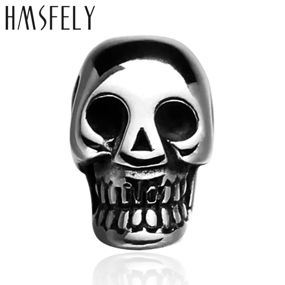 HMSFELY 316L Stainless Steel 2mm Small Hole Skull Head Beads Accessories For DIY Beaded Bracelet Making Findings Jewelry Bead | Украшения и